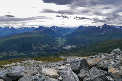 Scenic view of mountains against sky