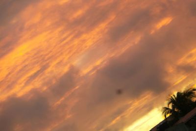 Low angle view of cloudy sky at sunset