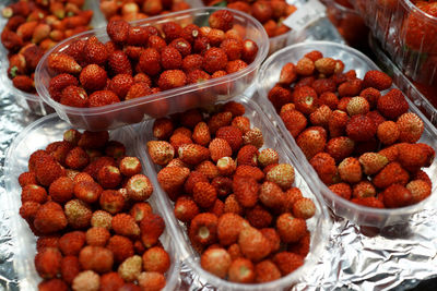 High angle view of fruits for sale in market
