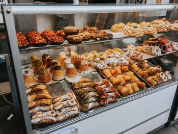 High angle view of food for sale at store