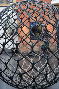High angle view of chainlink fence