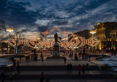 View of city at night