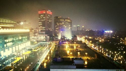 Illuminated city at night