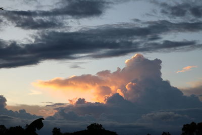 Low angle view of clouds in sky during sunset