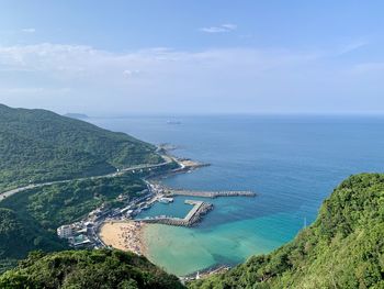 High angle view of sea against sky