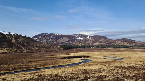 Scenic view of landscape and mountains against sky