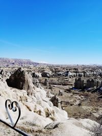 Scenic view of landscape against clear blue sky