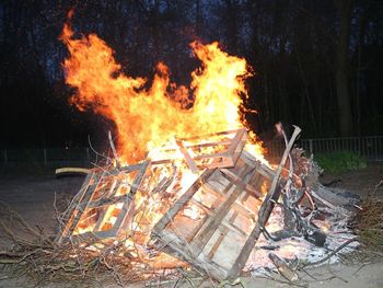 Bonfire on wooden fire