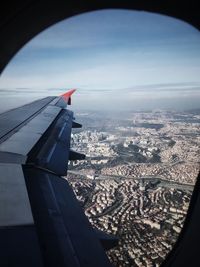 Aerial view of city from airplane window