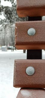 Close-up of stone stack on table