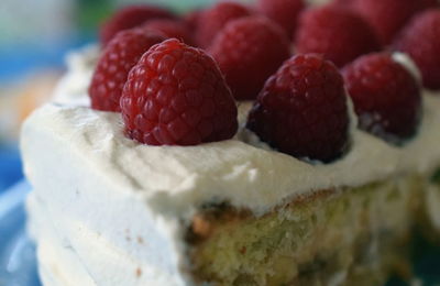 Close-up of raspberry cake