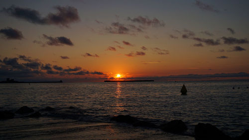 Scenic view of sea against sky during sunset