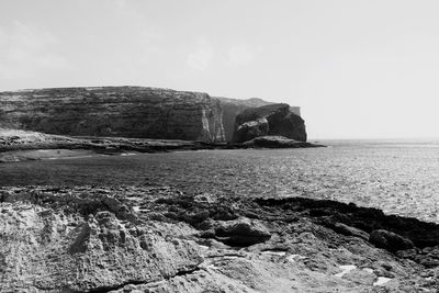 Scenic view of sea against clear sky