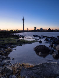 View of city at sunset