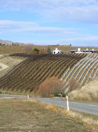View of landscape against cloudy sky