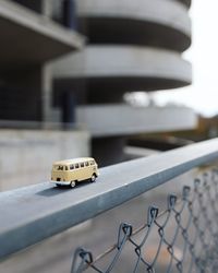 Close-up of vintage car on table