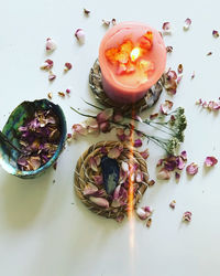 High angle view of fruits on table