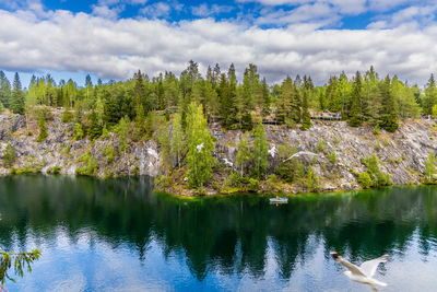 Landscape of the mountain park ruskeala in the republic of karelia