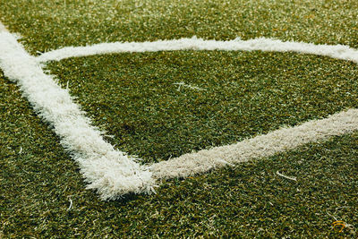 High angle view of sports field corner