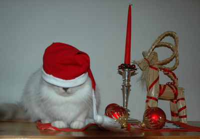 Illuminated christmas lights on table