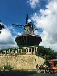 Traditional windmill against sky