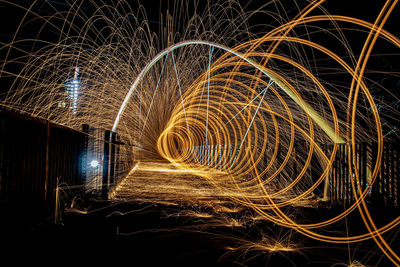 Light painting of firework display at night