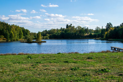 Scenic view of lake against sky