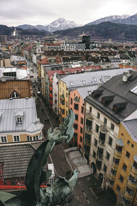 High angle view of buildings in city