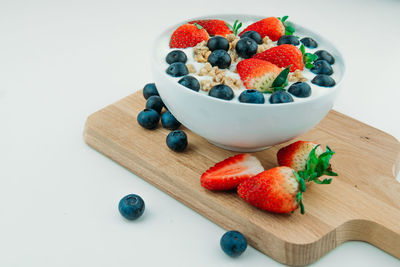 Close-up of fruits in bowl on table