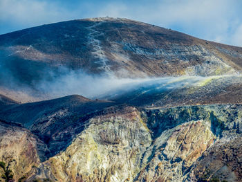 Aerial view of volcanic mountain