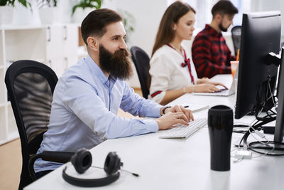 Business colleagues working on table