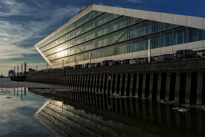 Modern building against sky in city