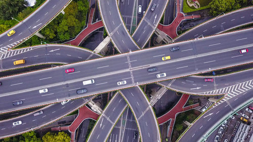 High angle view of bridges in city