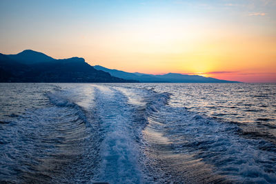 Scenic view of sea against sky during sunset