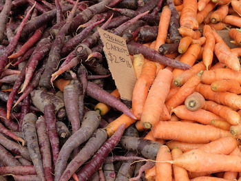 High angle view of carrot for sale at market stall