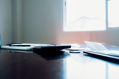 Close-up of open book on table