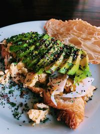 High angle view of fish served in plate