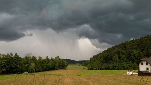 Scenic view of landscape against cloudy sky