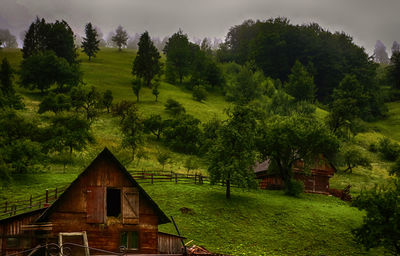 Houses on field