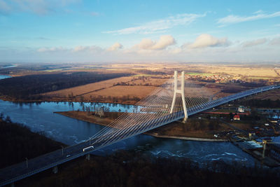 Large bridge over river with cars traffic