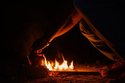 Fire and  tea at camp