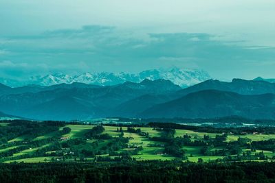 Scenic view of mountains against sky