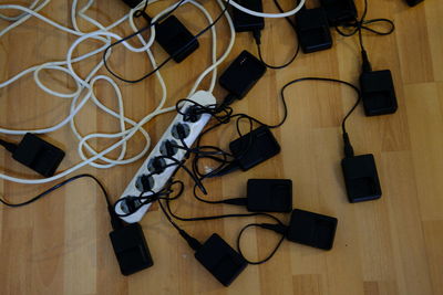 High angle view of computer keyboard on table