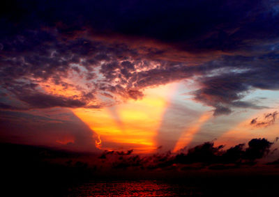Scenic view of dramatic sky during sunset