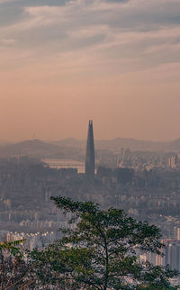 High angle view of cityscape against sky