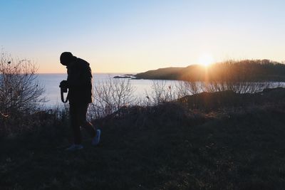 Scenic view of sunset over sea
