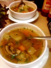 Close-up of soup in bowl