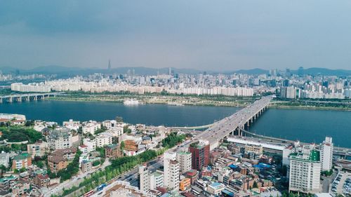 High angle view of city