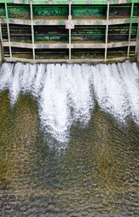 High angle view of water flowing in sea