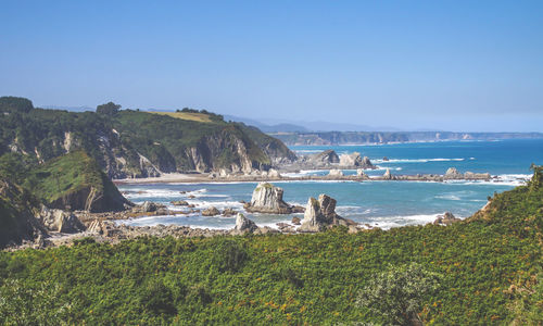 Scenic view of sea against clear sky